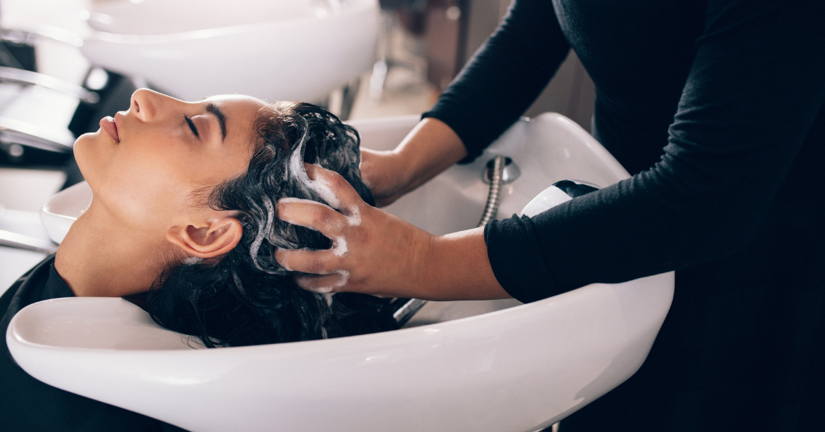 Mommy getting pampered with a luxurious hair treatment at Salon de' Allure in Ennis TX